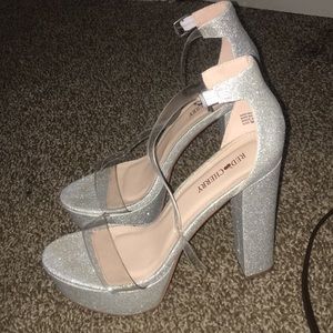 Red cherry glitter block heels